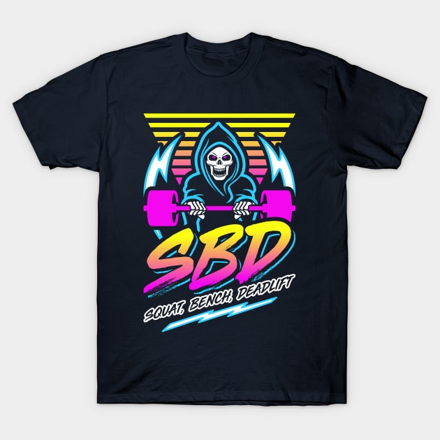 SBD Squat Bench Deadlift Gym Reaper Retro Neon Synthwave 80s 90s
